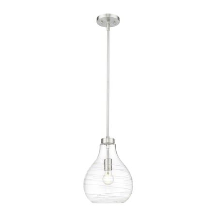 Z-Lite Bon Air Pendant, 1-Light, 10 In.W x 13.75 In.H, Brushed Nickel/Clear 496P10-BN